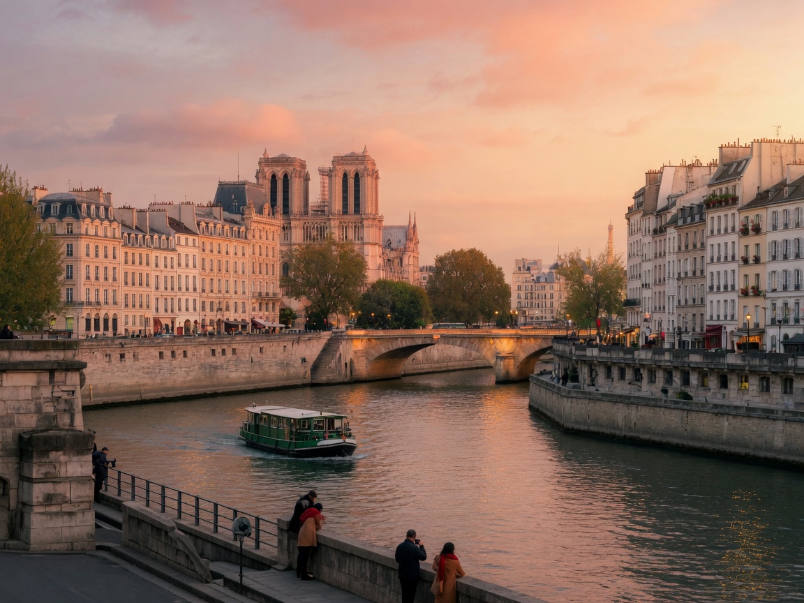 Paris Seine at sunset